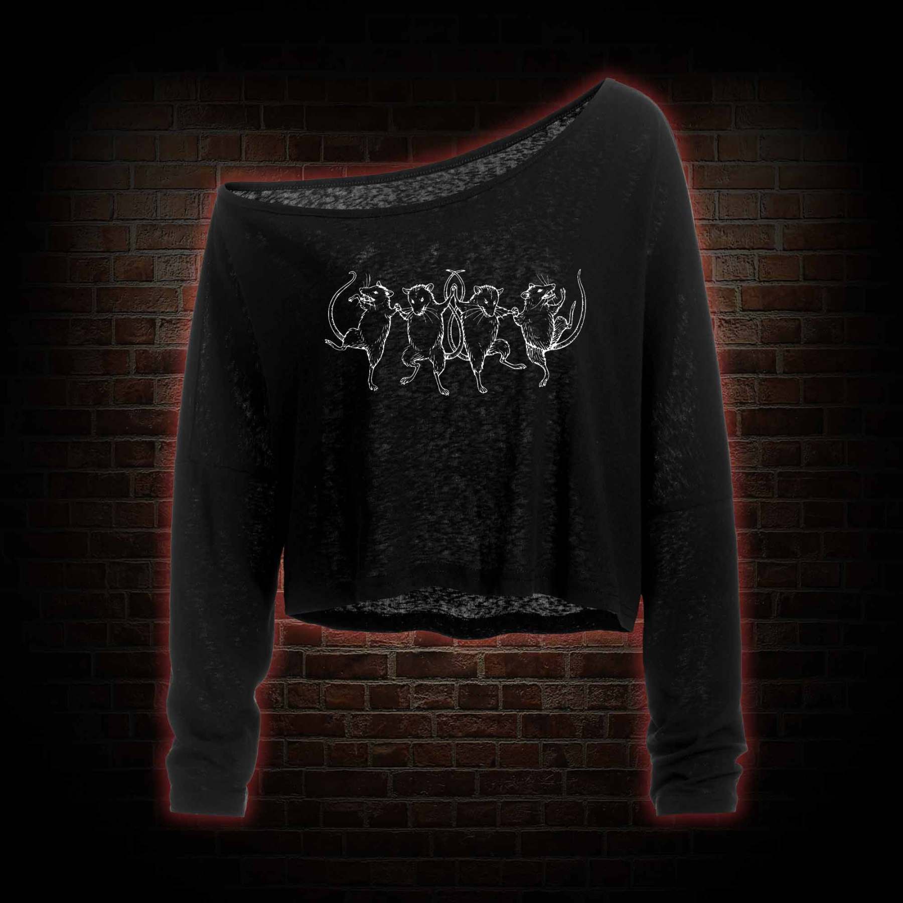 Dancing Rats Off Shoulder Long Sleeve Top