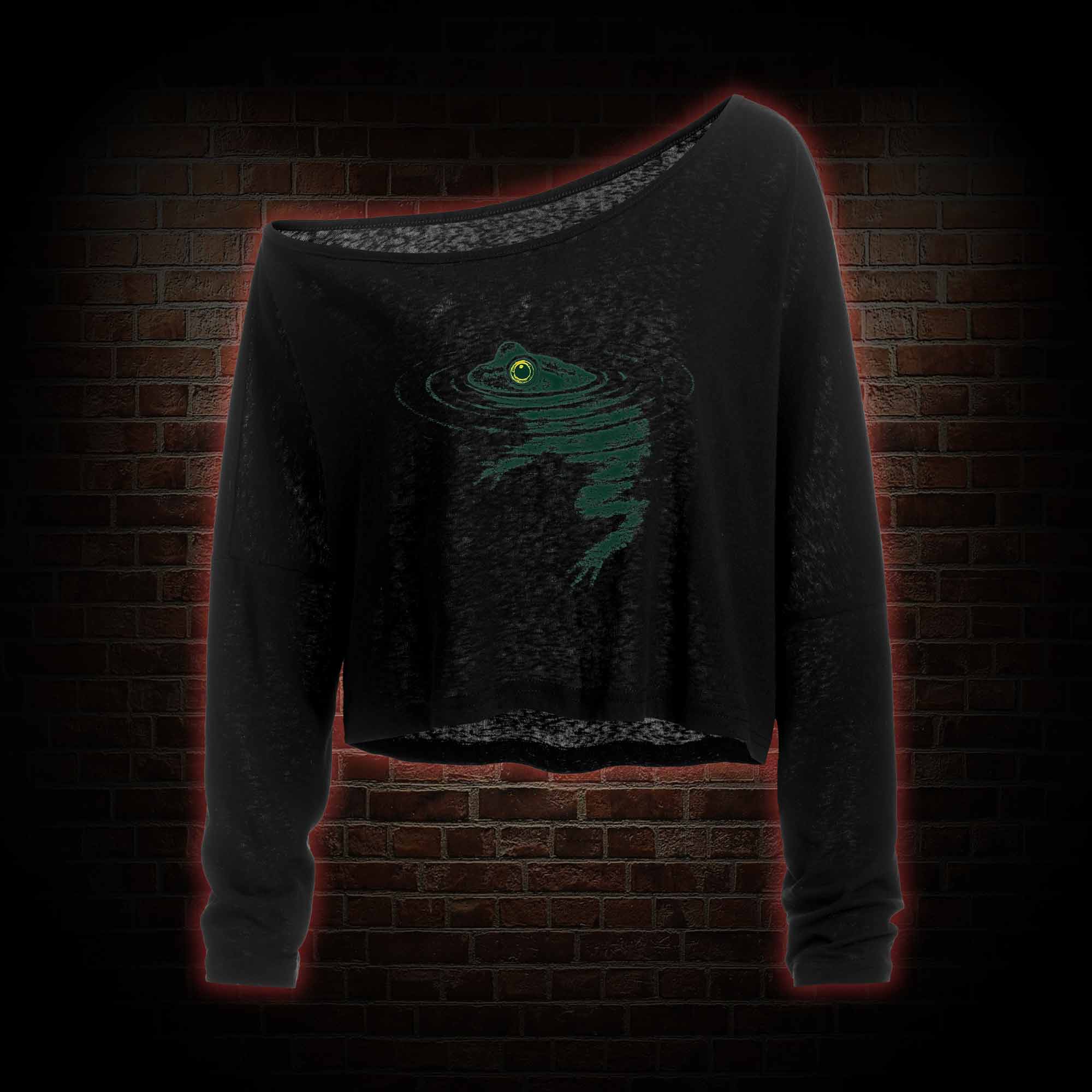 Frog Swimming Off Shoulder Long Sleeve Top