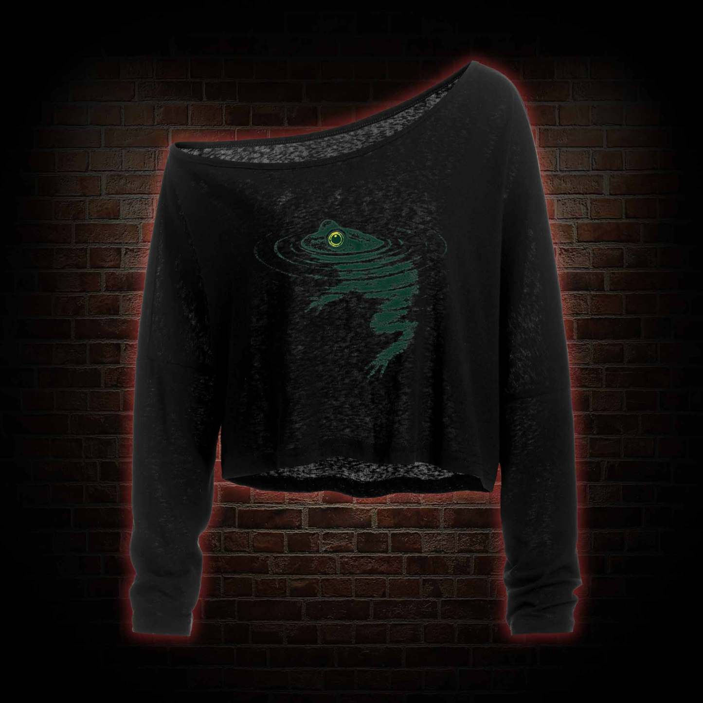 Frog Swimming Off Shoulder Long Sleeve Top