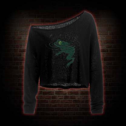 Frog Swimming Off Shoulder Long Sleeve Top