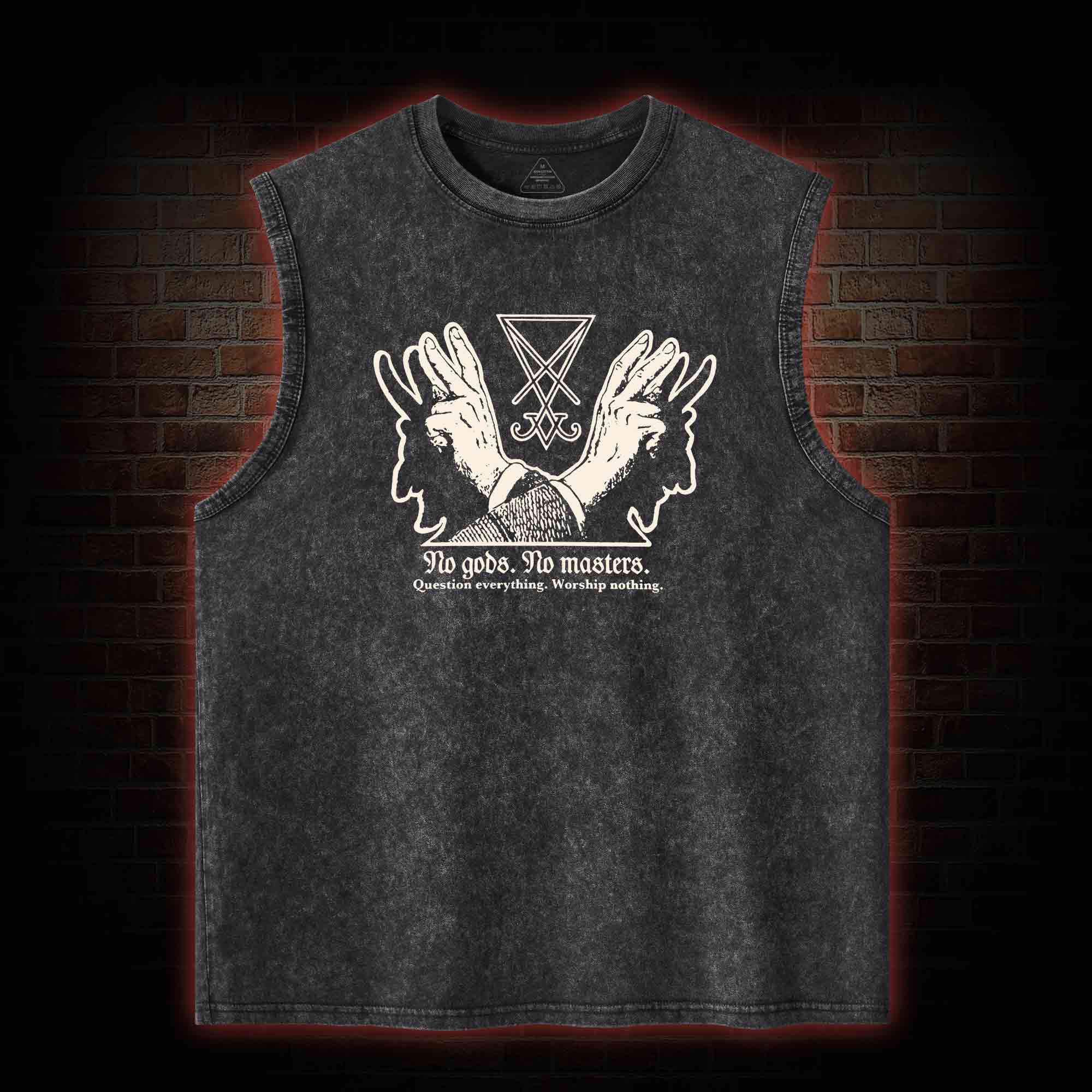 No Gods No Masters Sigil of Lucifer Washed Tank Top