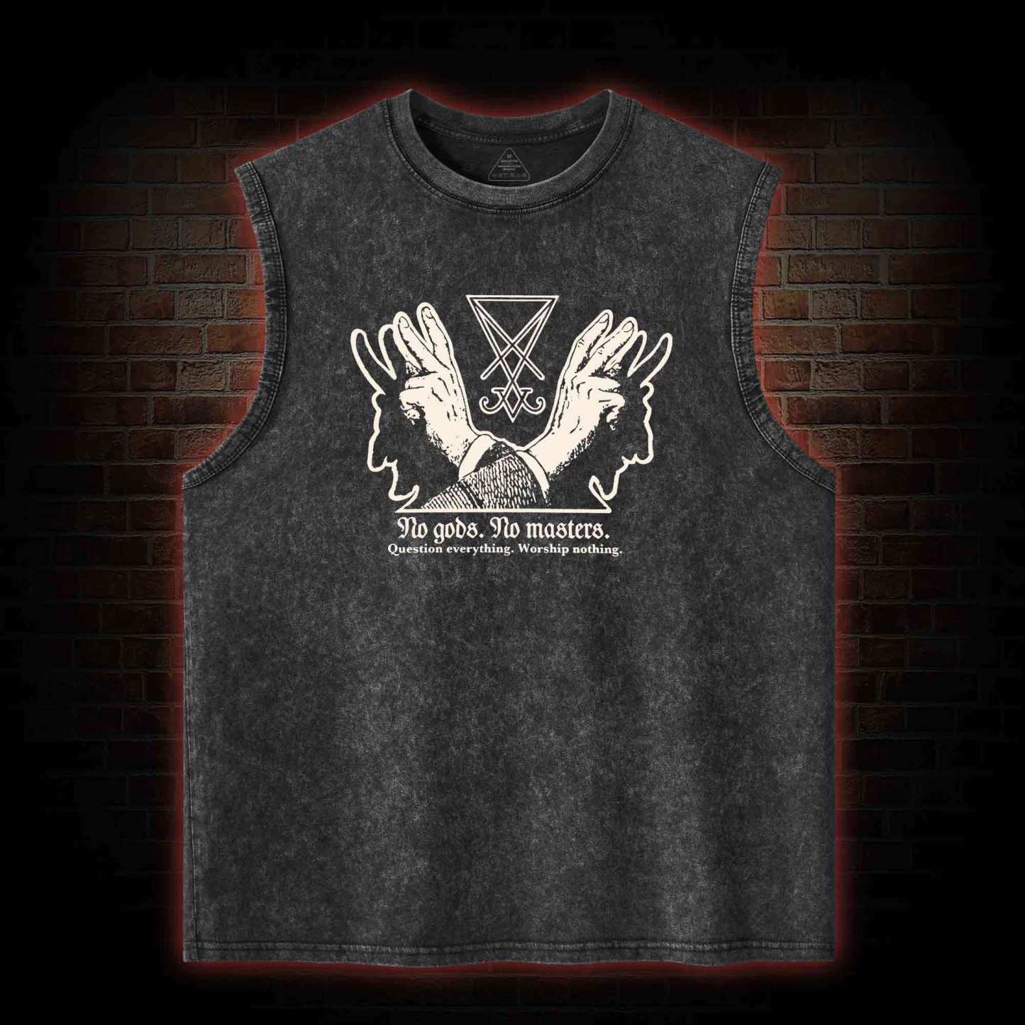 No Gods No Masters Sigil of Lucifer Washed Tank Top
