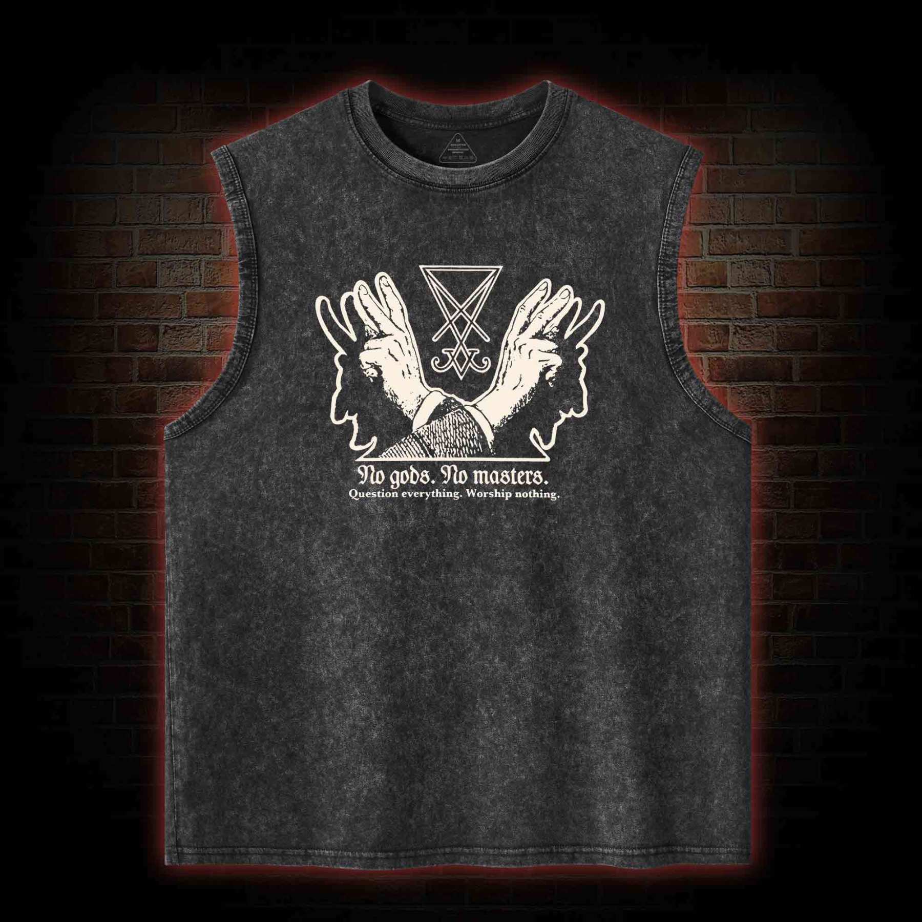 No Gods No Masters Sigil of Lucifer Washed Tank Top