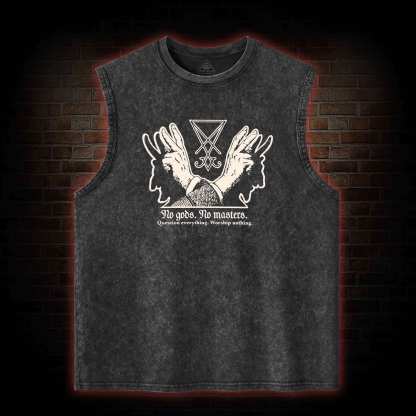 No Gods No Masters Sigil of Lucifer Washed Tank Top