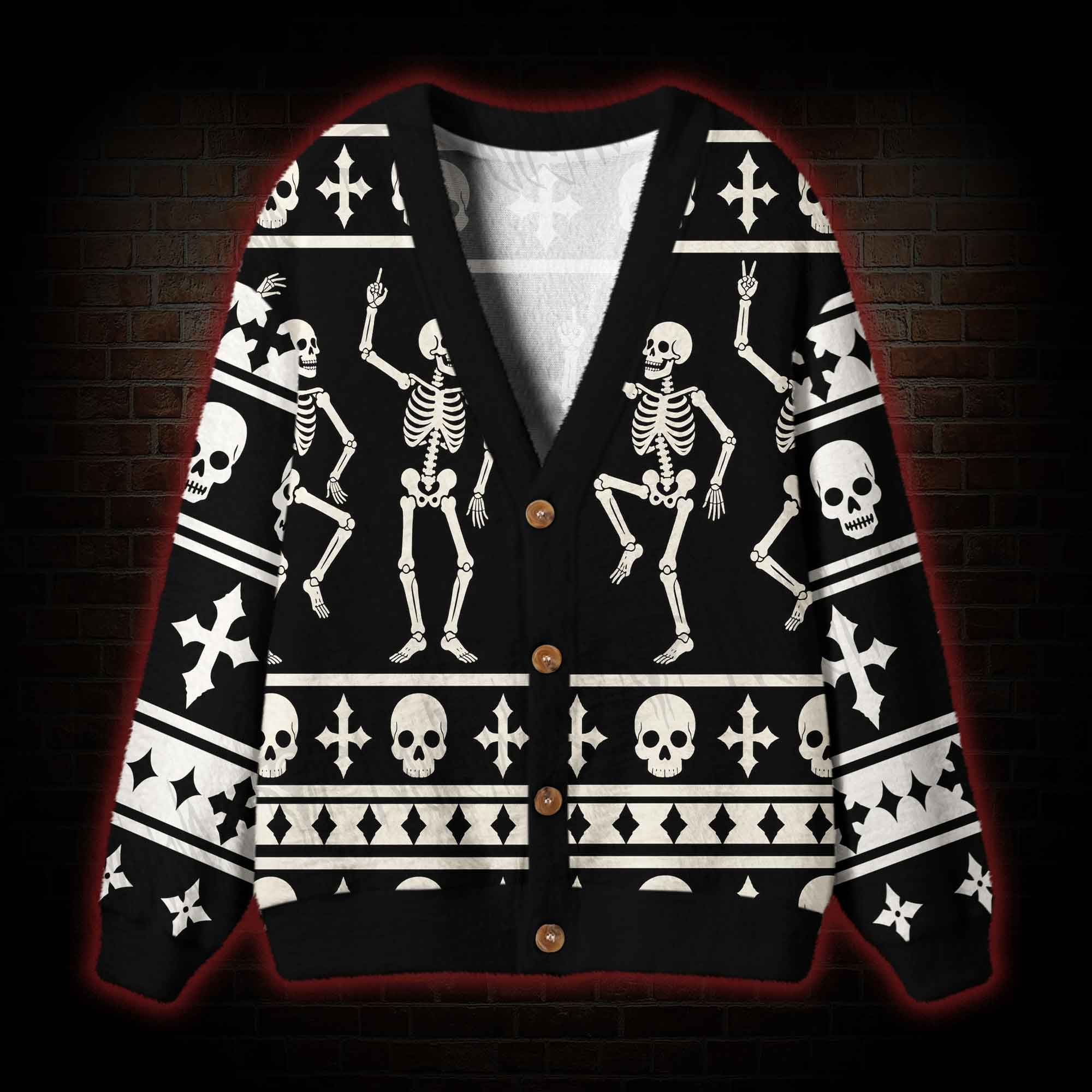Toxic Rave Dancing Skeleton Cardigan Sweater