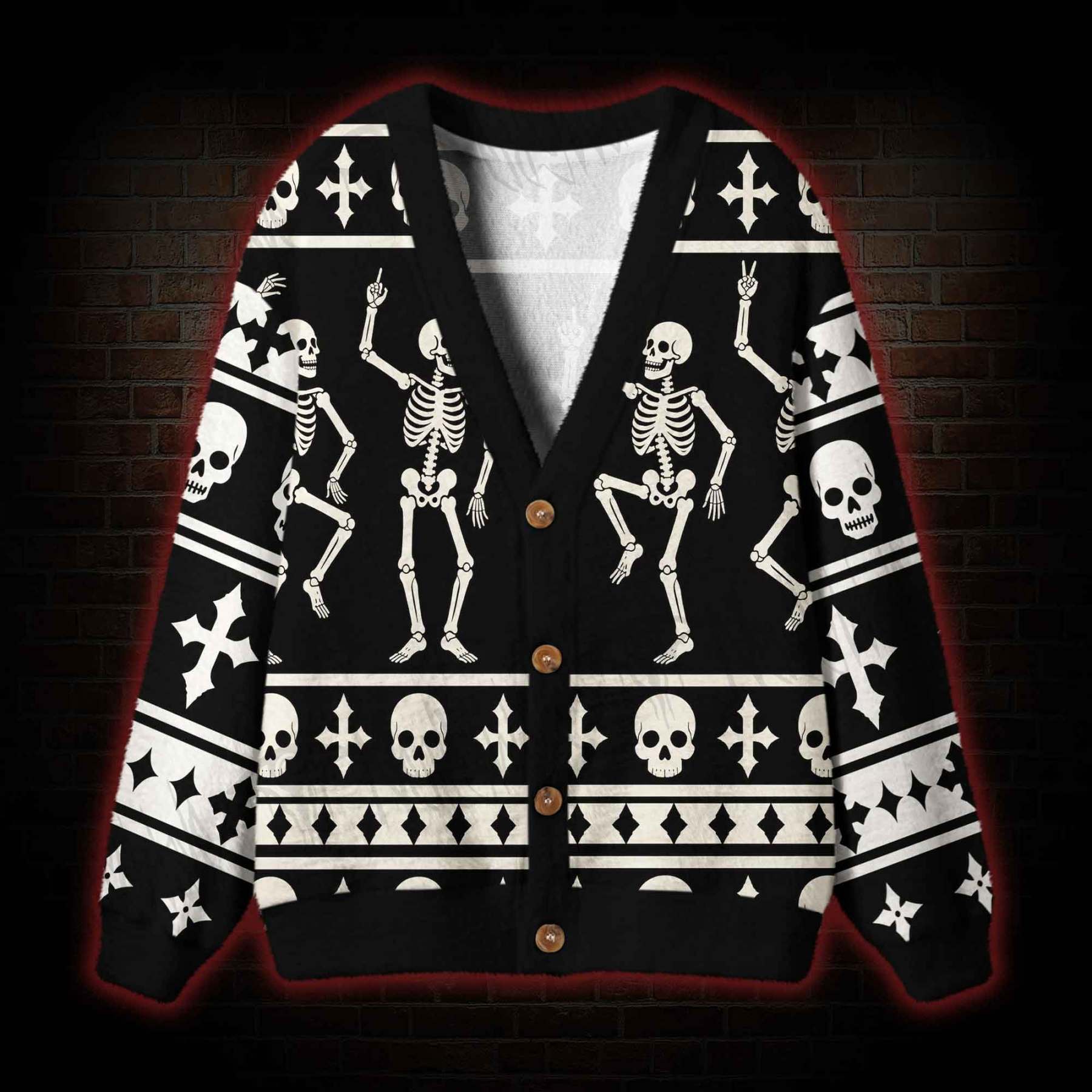 Toxic Rave Dancing Skeleton Cardigan Sweater