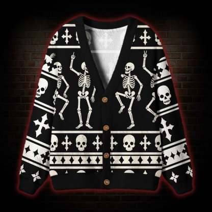 Toxic Rave Dancing Skeleton Cardigan Sweater