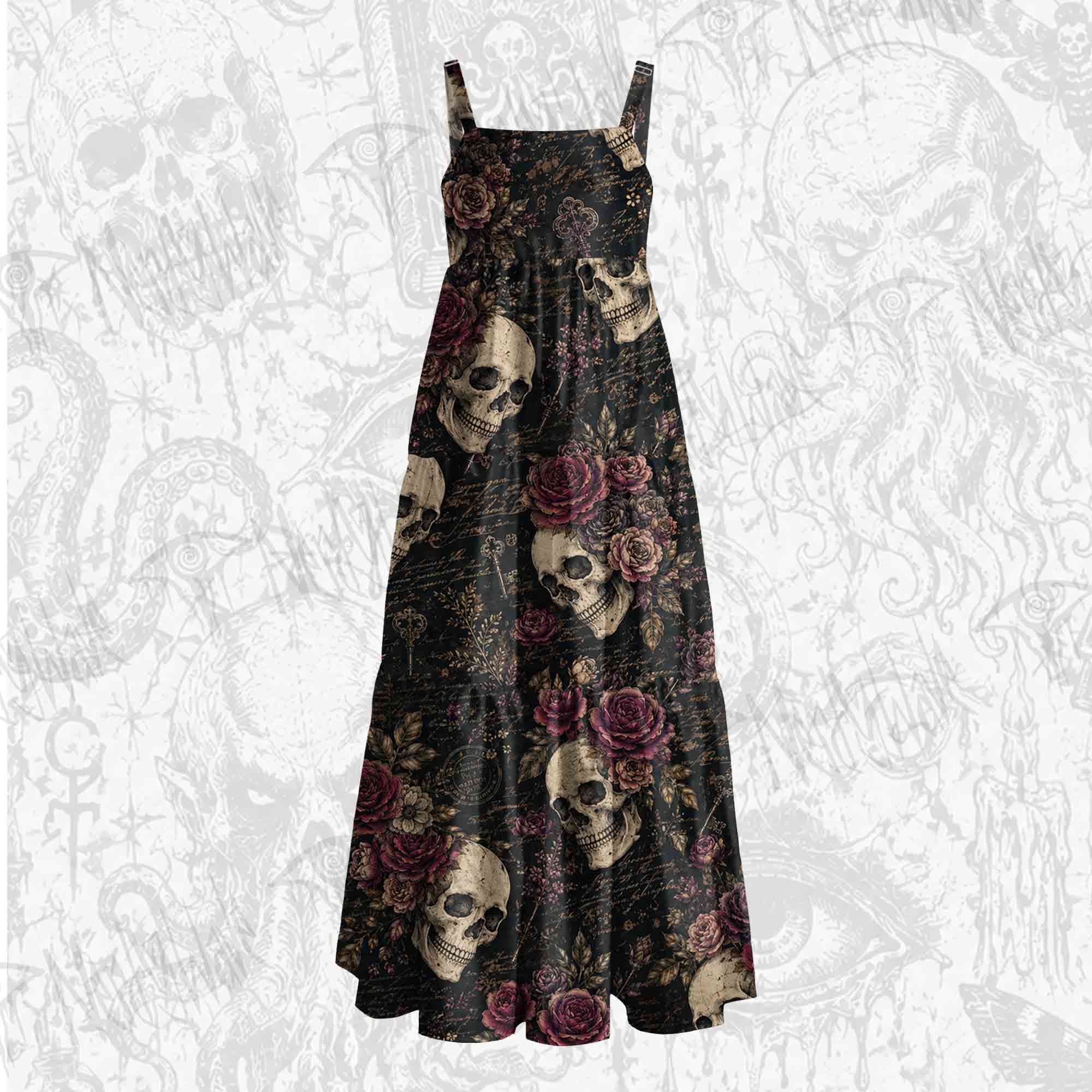 Gothic Rose Wide Straps Maxi Dress