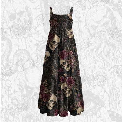 Gothic Rose Wide Straps Maxi Dress