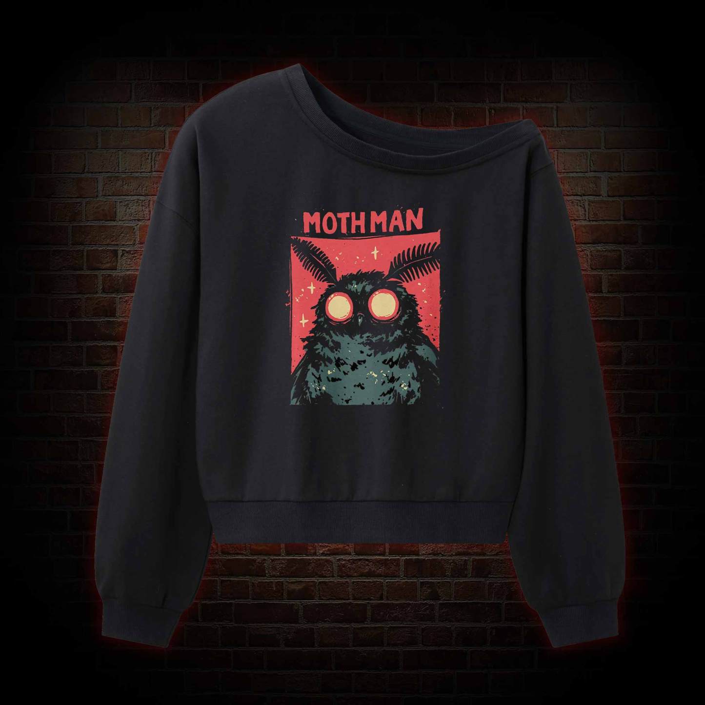 Cryptid Mothman Off Shoulder Sweatshirt