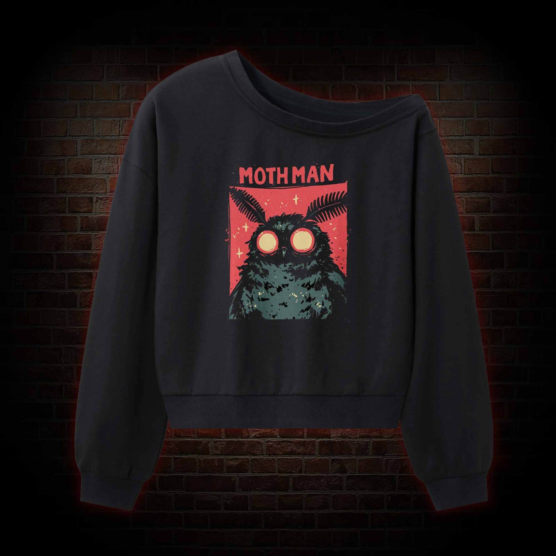 Cryptid Mothman Off Shoulder Sweatshirt