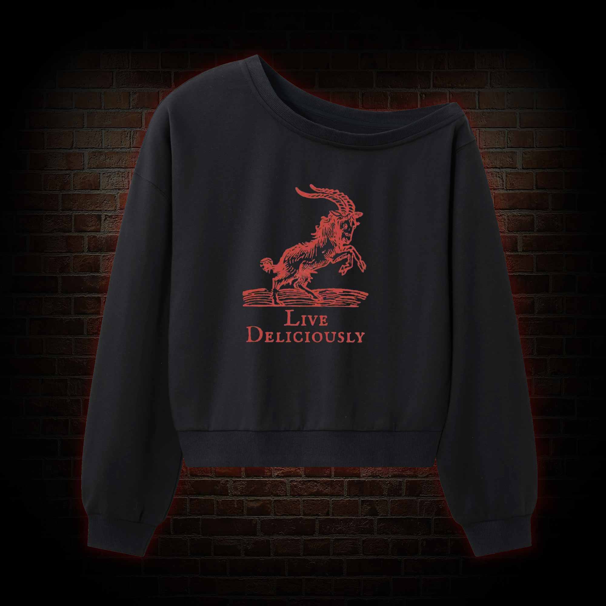 Live Deliciously Off Shoulder Sweatshirt