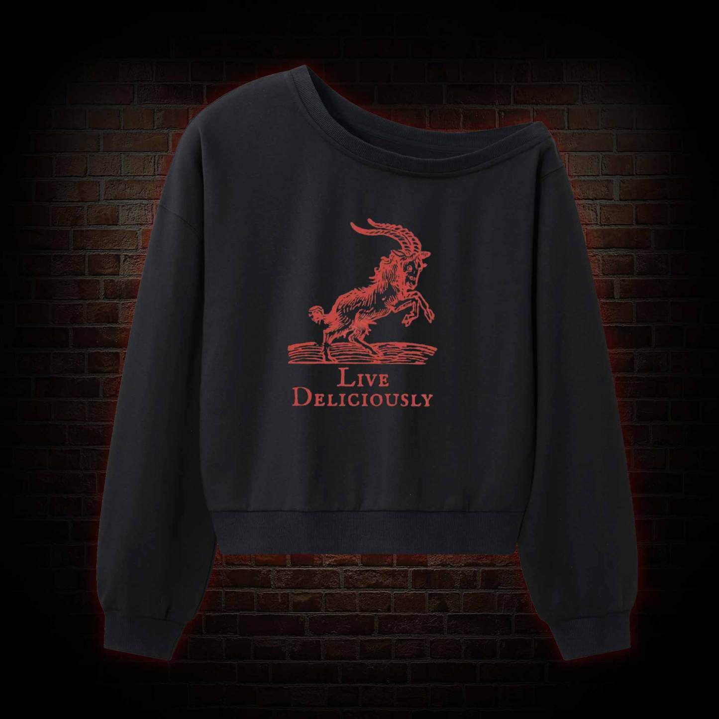 Live Deliciously Off Shoulder Sweatshirt