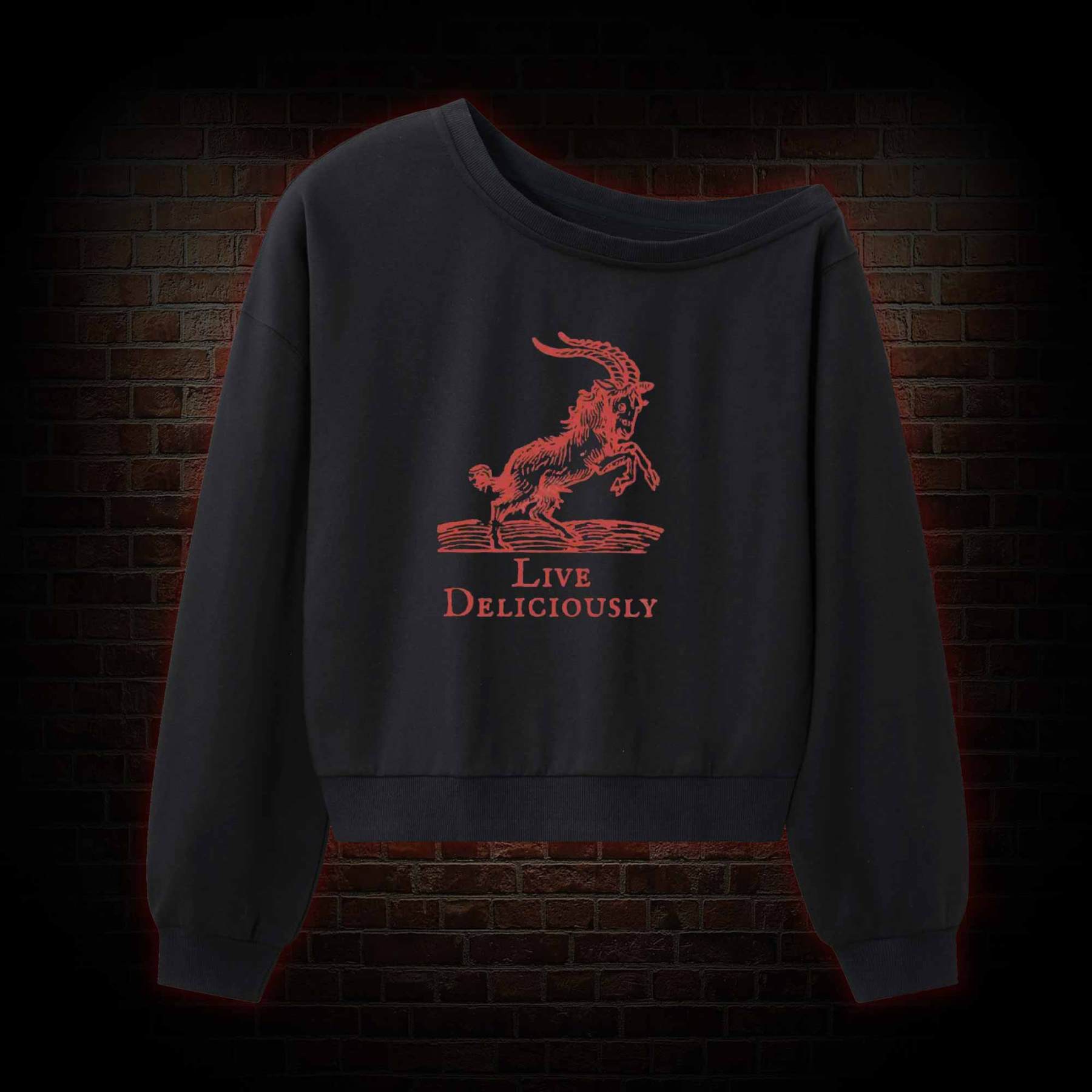 Live Deliciously Off Shoulder Sweatshirt
