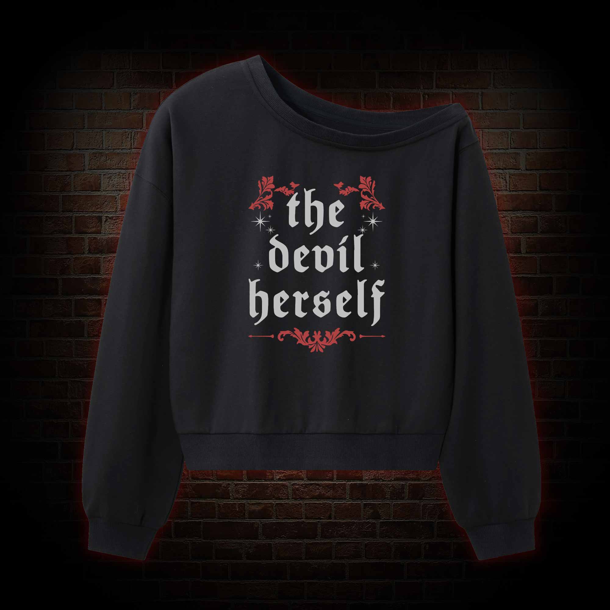 The Devil Herself Greek mythology Off Shoulder Sweatshirt