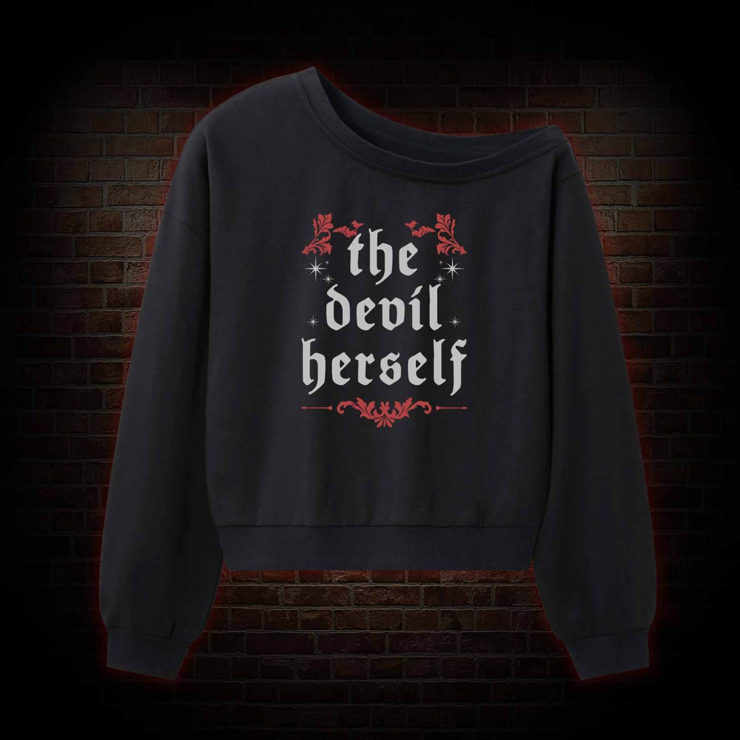 The Devil Herself Greek mythology Off Shoulder Sweatshirt