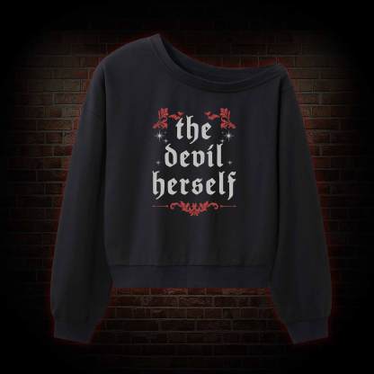 The Devil Herself Greek mythology Off Shoulder Sweatshirt
