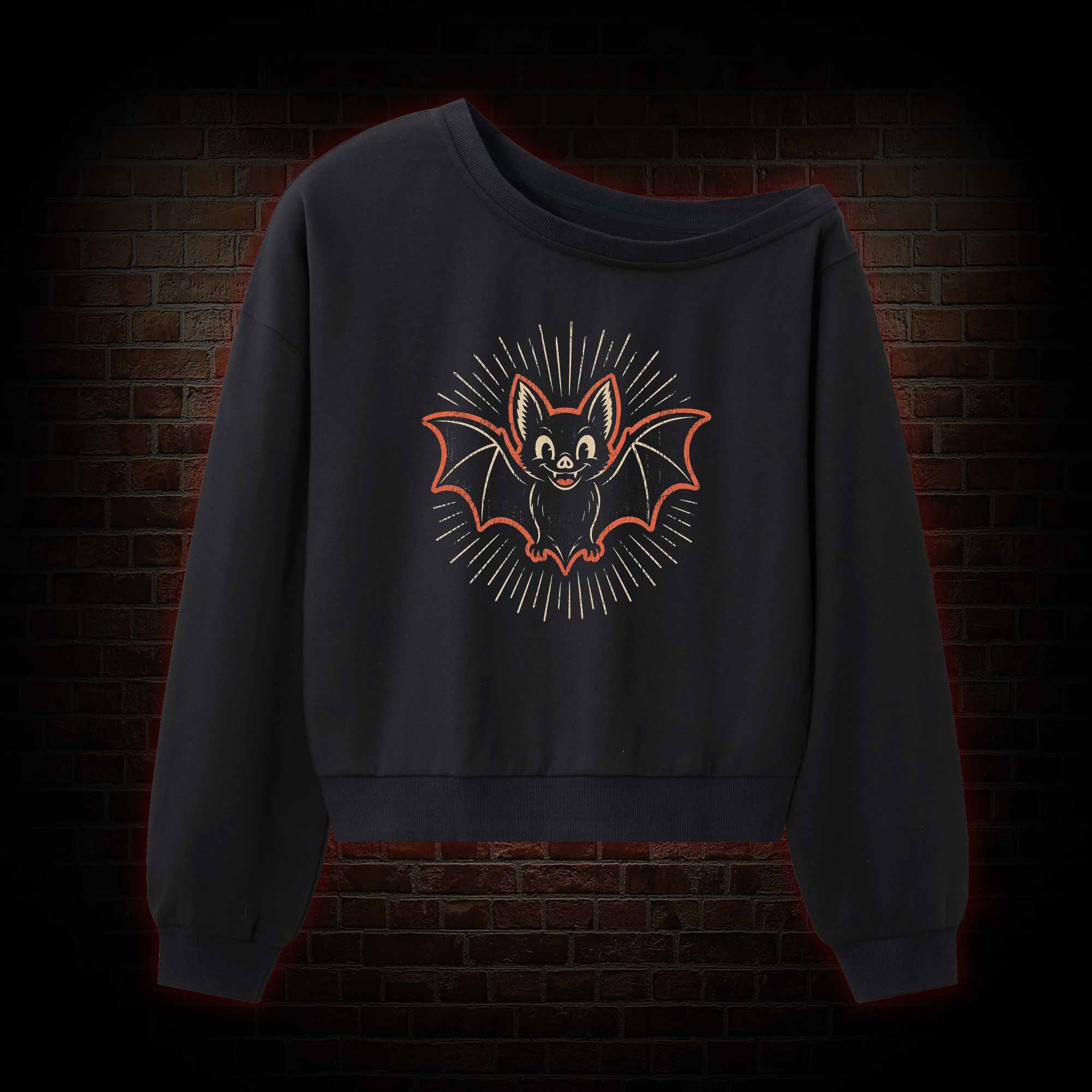 Spooky Bat Off Shoulder Sweatshirt