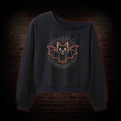 Spooky Bat Off Shoulder Sweatshirt