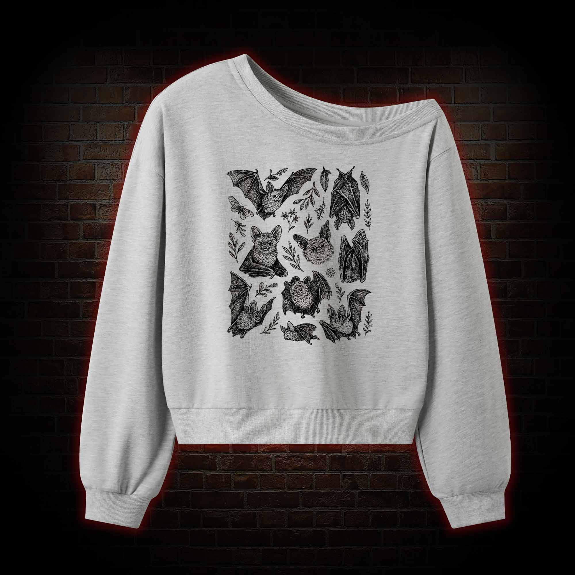 Vintage Bat Off Shoulder Sweatshirt