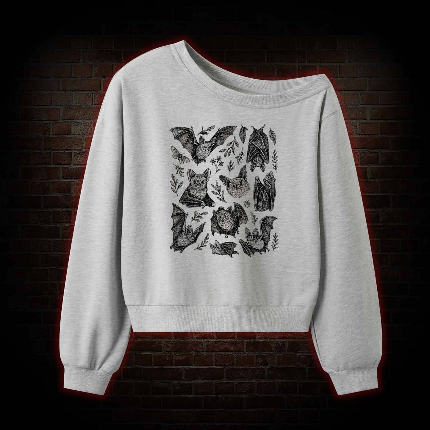 Vintage Bat Off Shoulder Sweatshirt