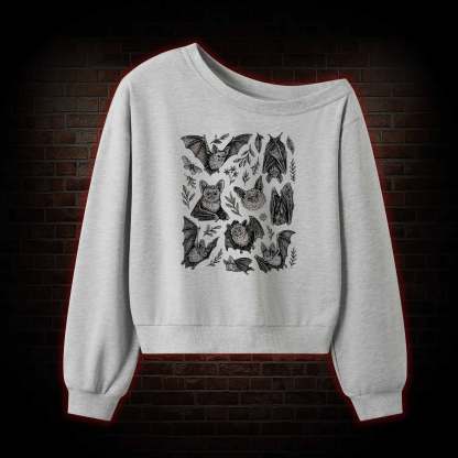 Vintage Bat Off Shoulder Sweatshirt