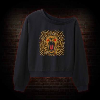Vintage Boho Lion Off Shoulder Sweatshirt