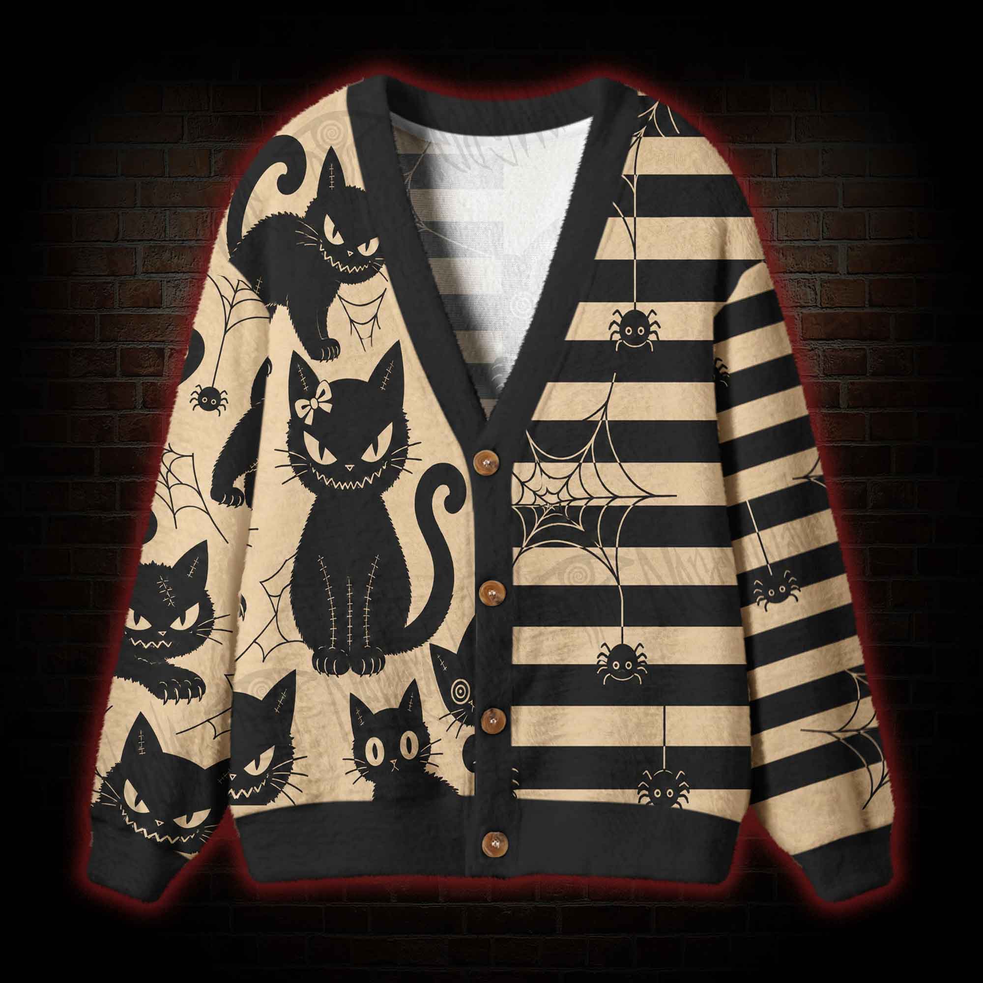 Mischief Black Cat Cardigan Sweater