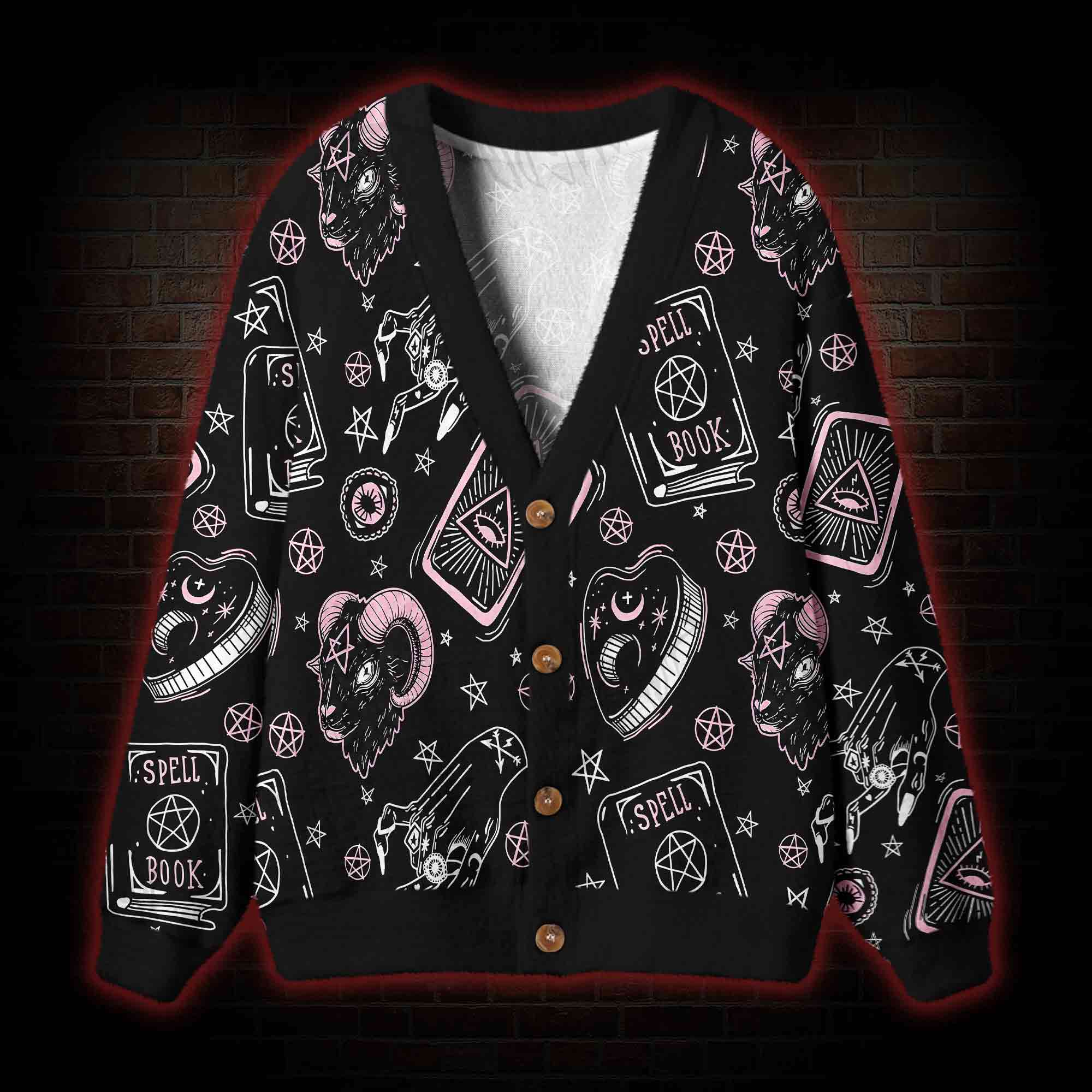 Pink Occult Ritual Cardigan Sweater