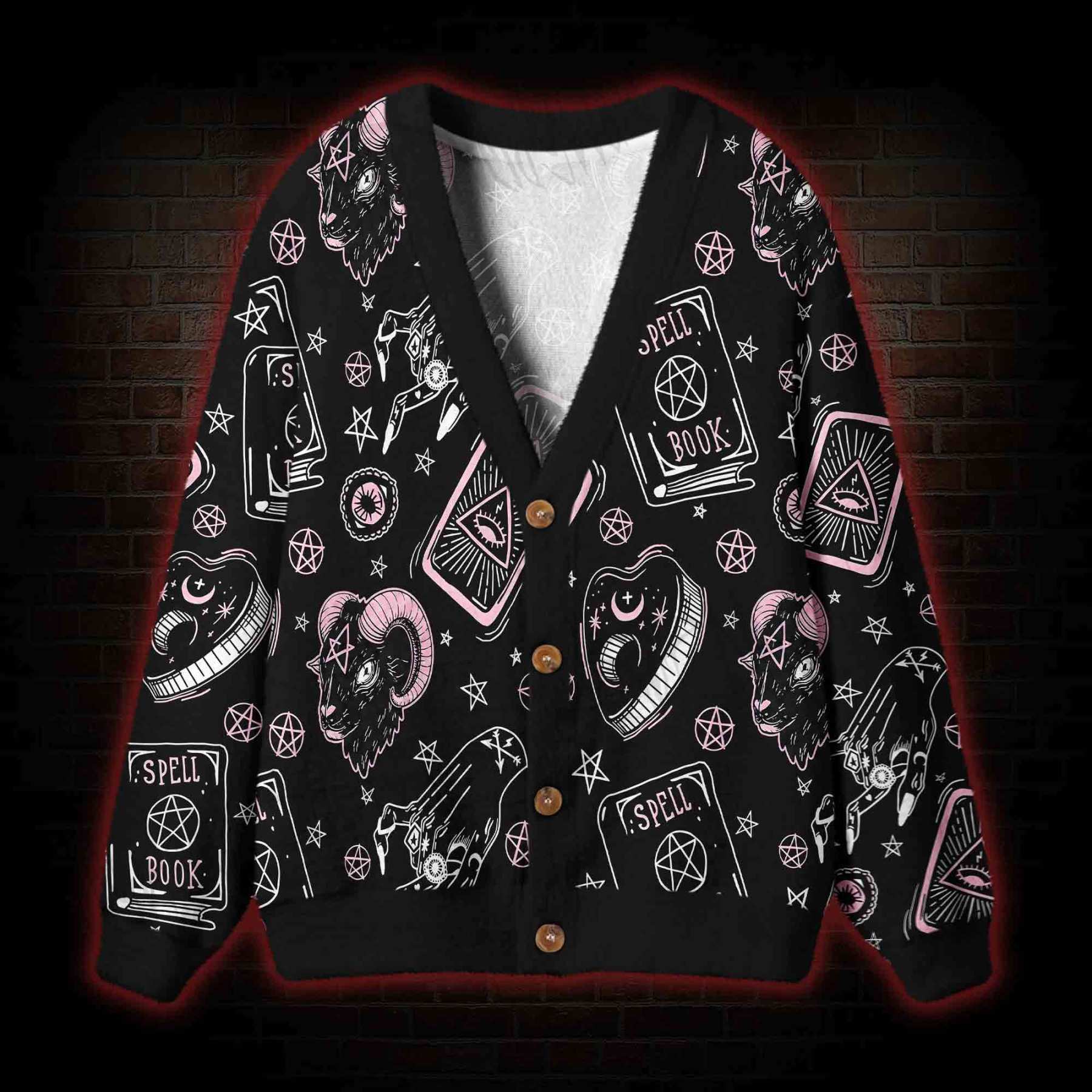 Pink Occult Ritual Cardigan Sweater