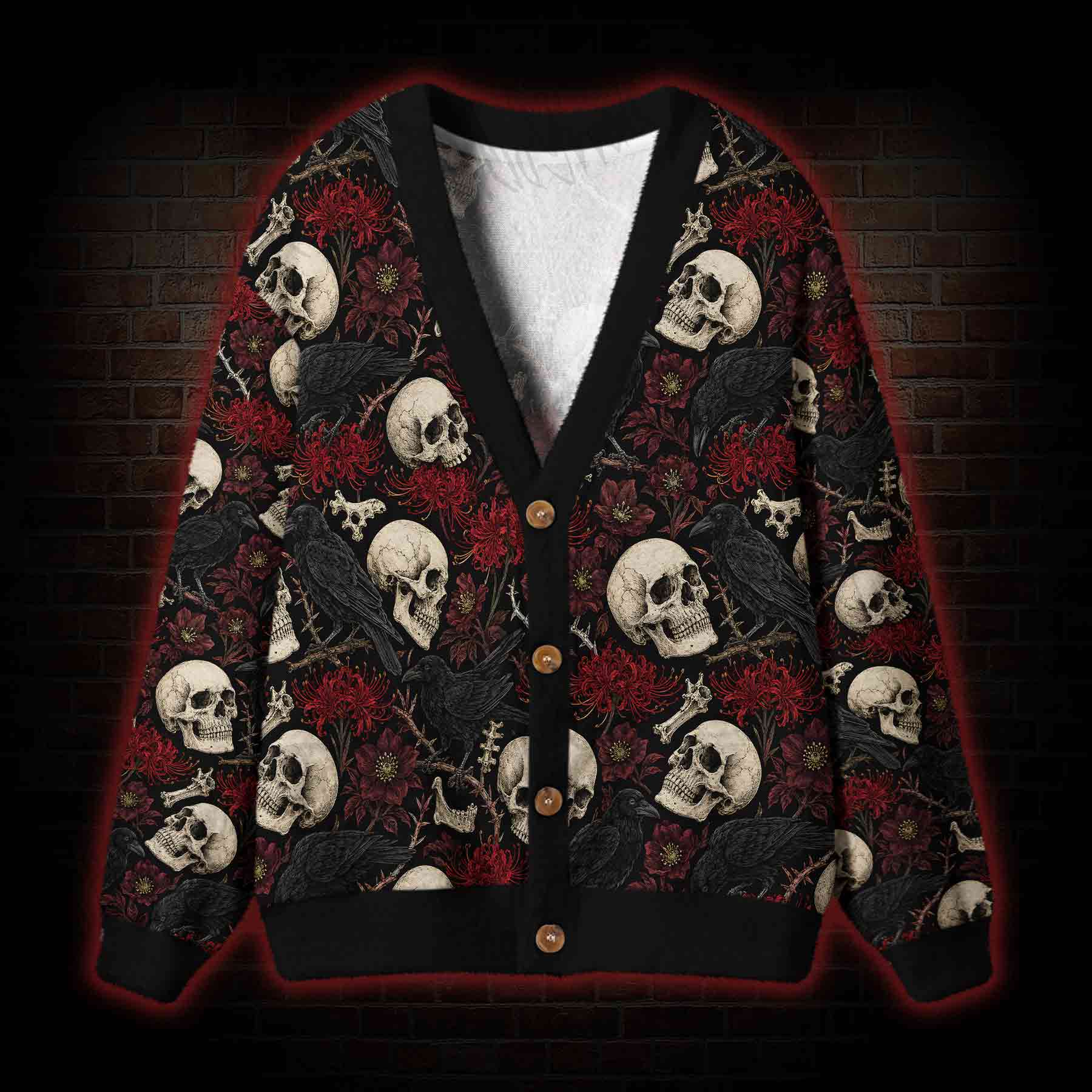 Raven Red Bloom Cardigan Sweater