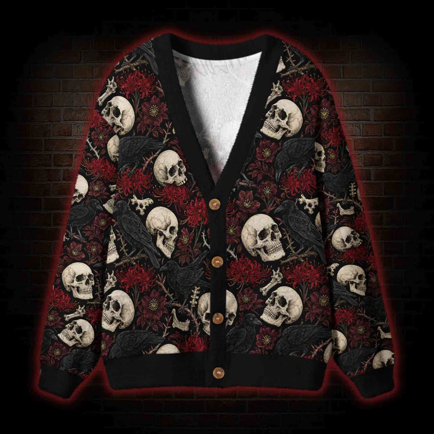 Raven Red Bloom Cardigan Sweater