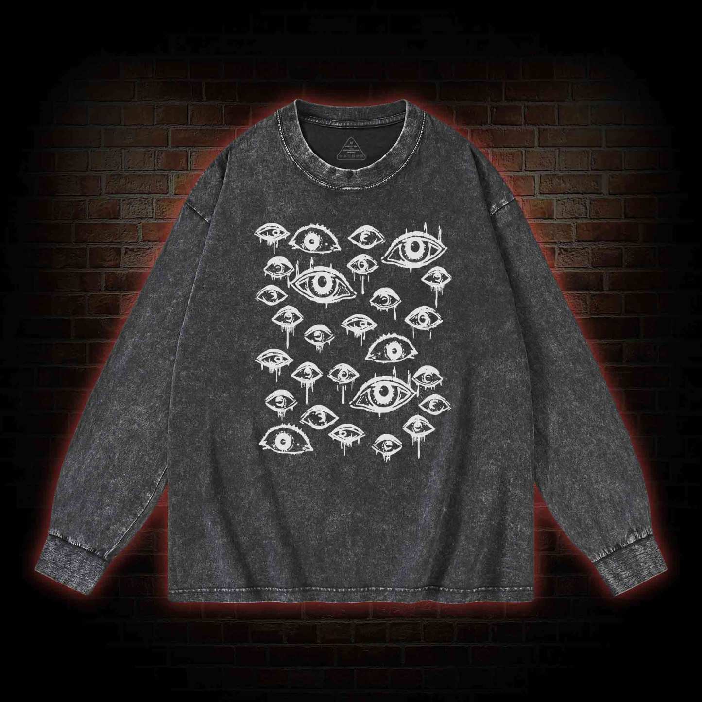 Grunge Eyeball Weird Washed Long-Sleeve T-shirt