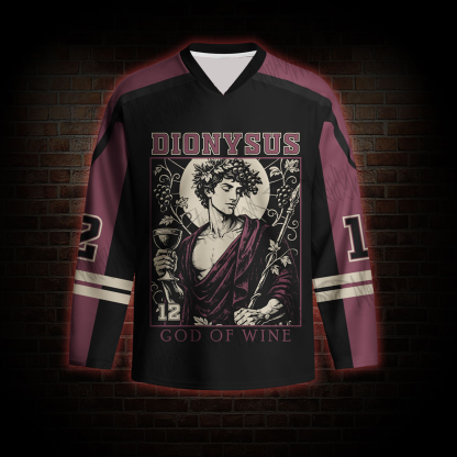 God of Wine Greek Mythology Long Sleeve Hockey Jersey