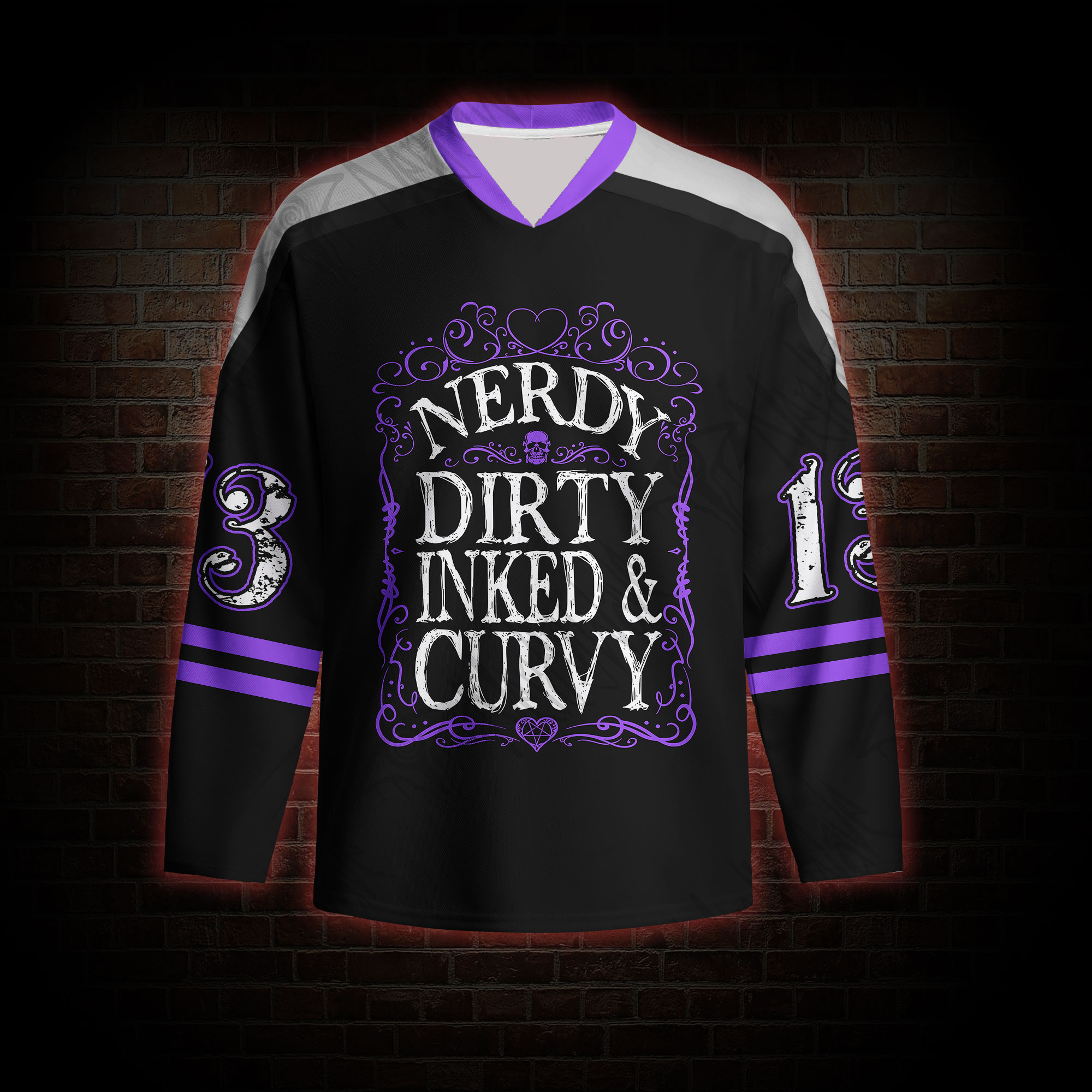 Dirty Inked&Curvy Long Sleeve Hockey Jersey