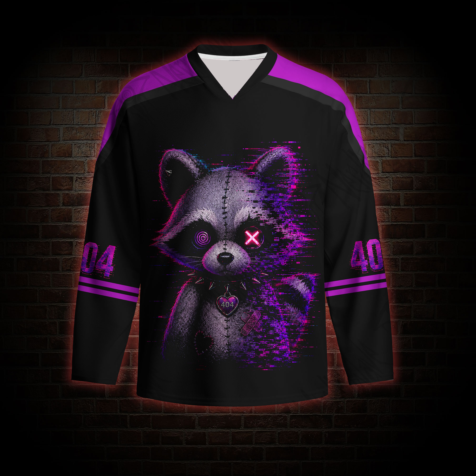 Error 404 Raccoon Long Sleeve Hockey Jersey