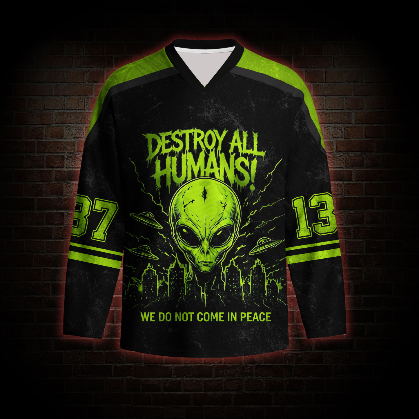 Destroy all Humans  Long Sleeve Hockey Jersey