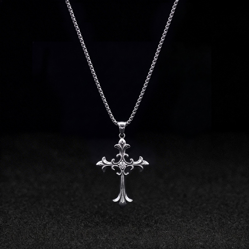Gothic Fleur Cross Necklace