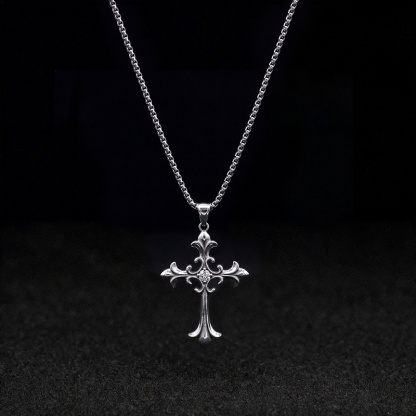 Gothic Fleur Cross Necklace
