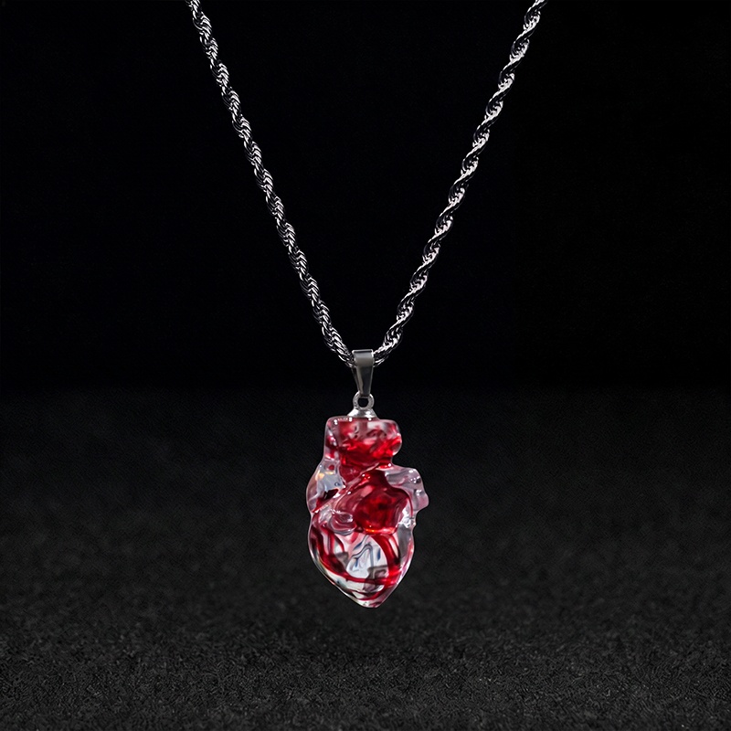 Crimson Crystal Heart Necklace
