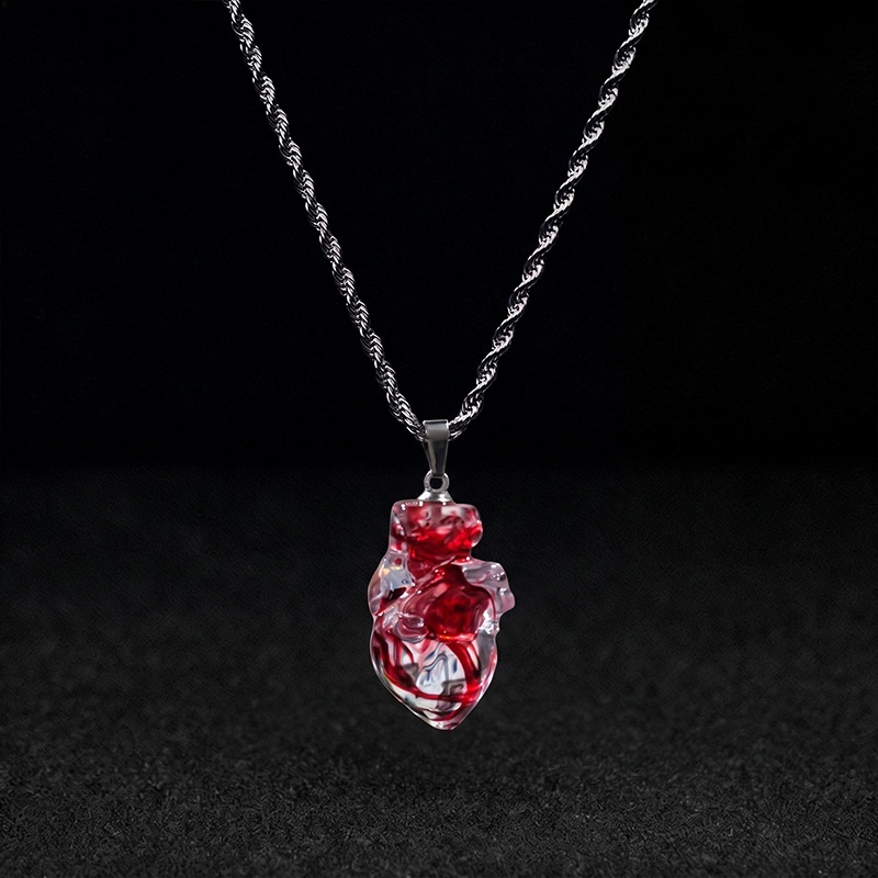 Crimson Crystal Heart Necklace