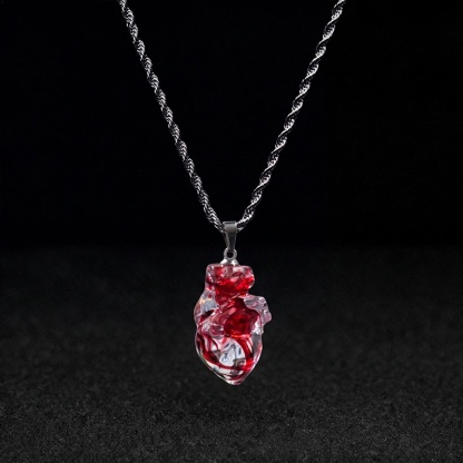 Crimson Crystal Heart Necklace