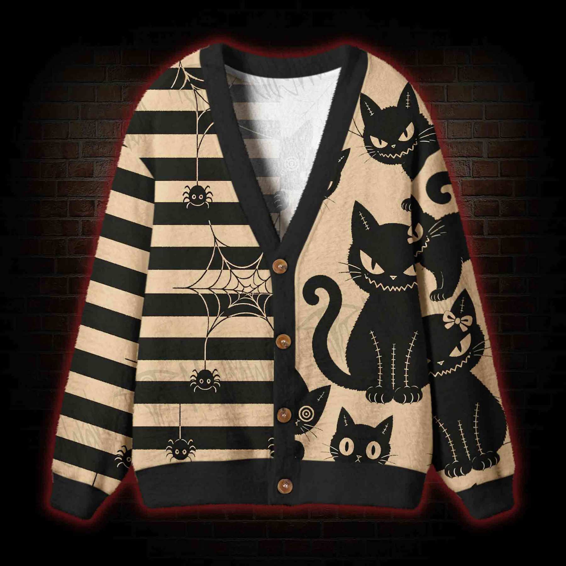 Mischief Black Cat Cardigan Sweater