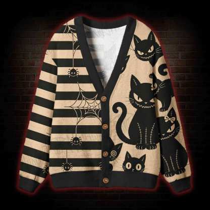 Mischief Black Cat Cardigan Sweater