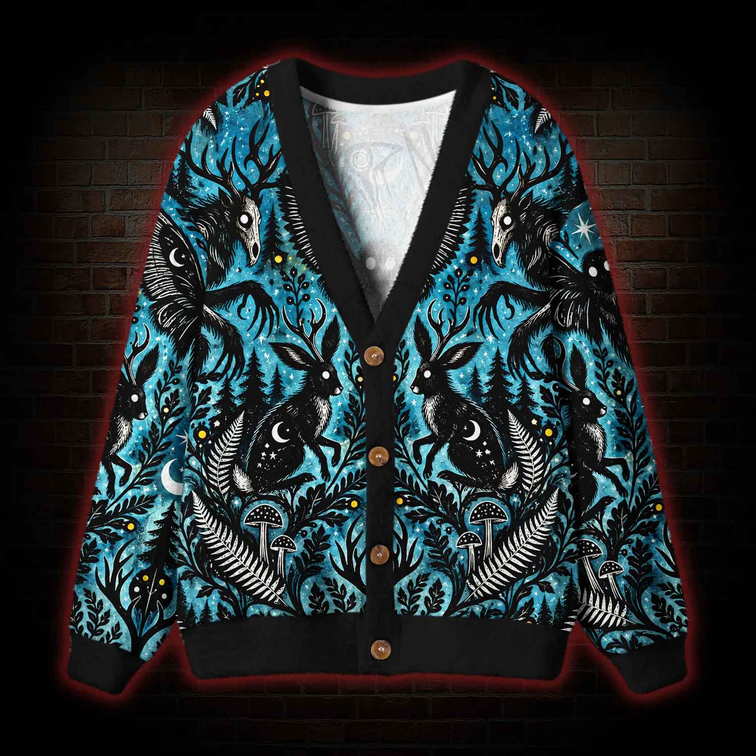 Dark Forest Creature Witchy Cardigan Sweater