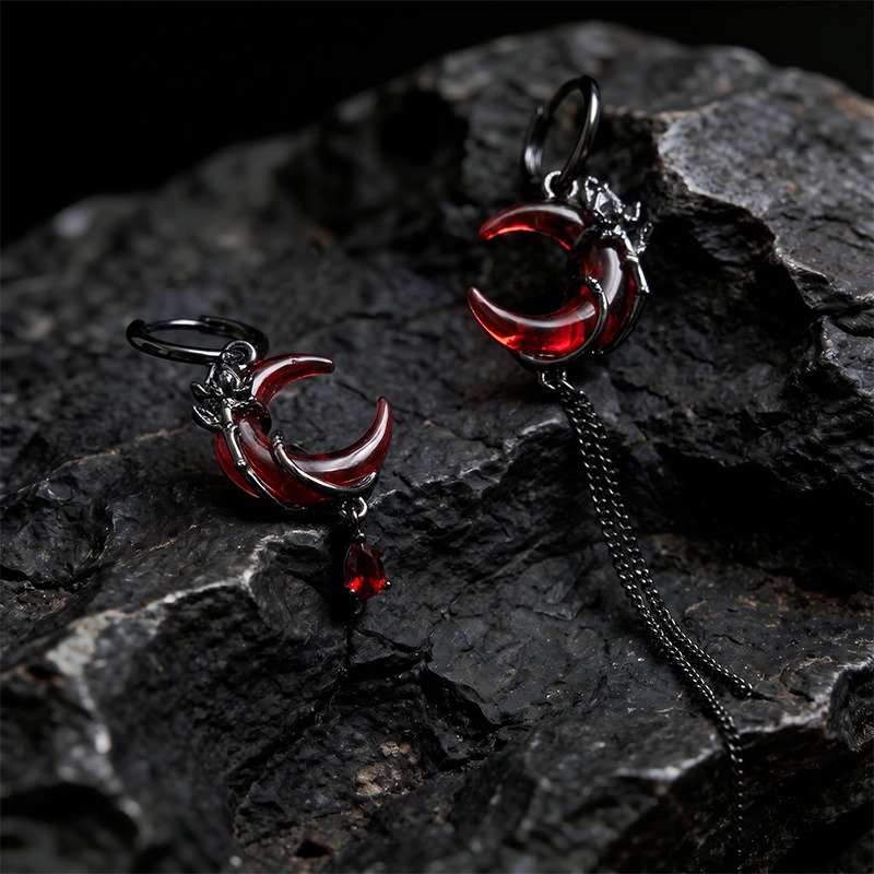 Crimson Crescent Earrings