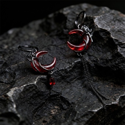 Crimson Crescent Earrings