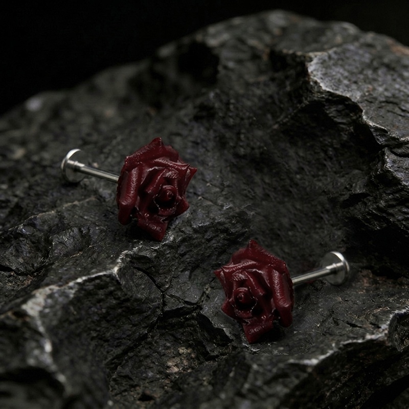 Blood Rose Earrings