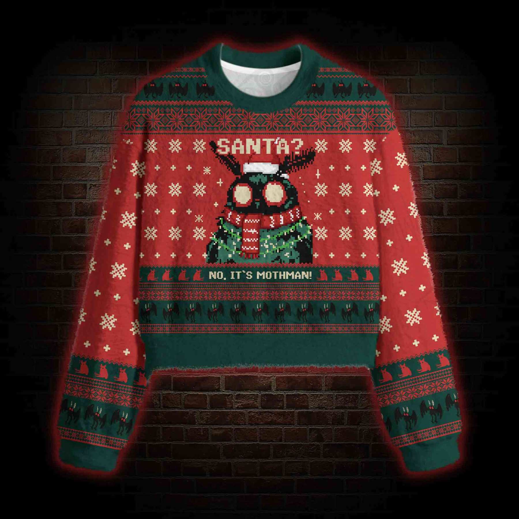 Santa? No It's Mothman Women's Cropped Ugly Sweatshirt