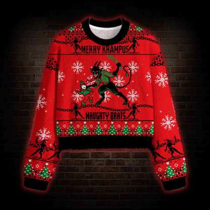 Merry Krampus Naughty Brats Women's Cropped Ugly Sweatshirt